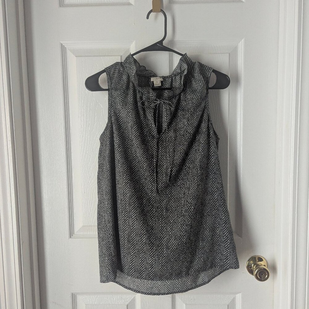 J crew sleeveless grey and white blouse - 6
